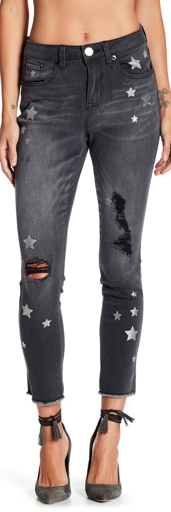 Seven7 Frayed Skinny Ankle Star Jeans